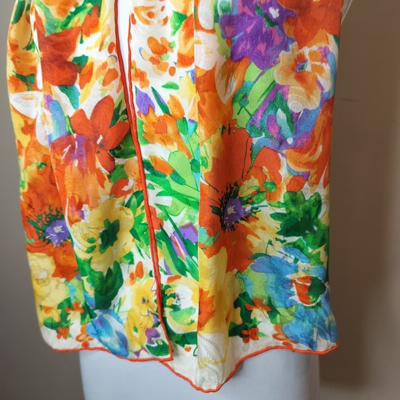 Lauren Ralph Lauren Silk Floral Neck Scarf 52" x 11" Vibrant Artsy - Picture 8 of 9